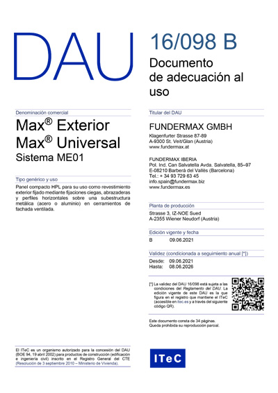 Documento de adecuación al uso DAU 16/098 B